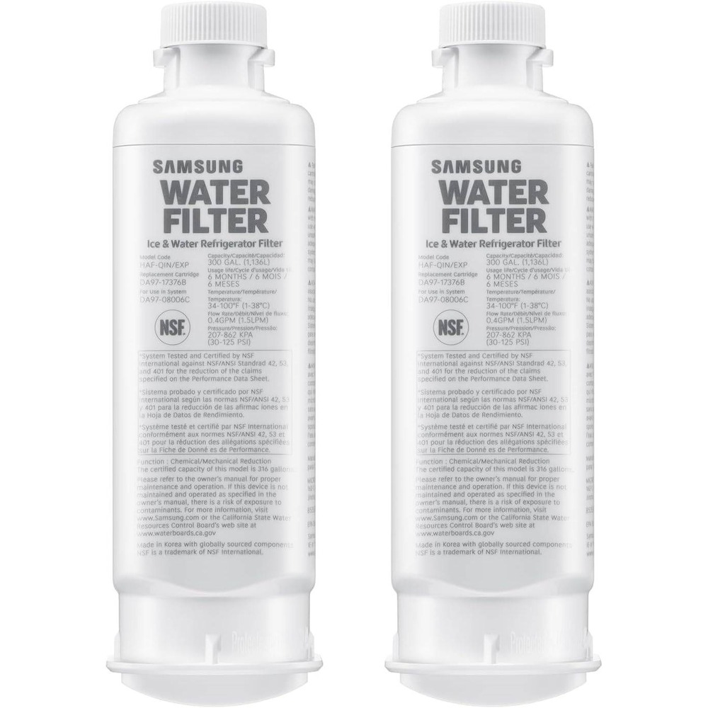 Pack of 2 Samsung HAF-QIN-2P/EXP Genuine Refrigerator Water Filter, Reduces 99%